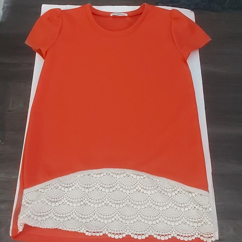 Off Limits by Tiel Orange/Cream Lace Hem Dress No Size//Care Tag Tomatogirl Twee - Picture 4 of 9